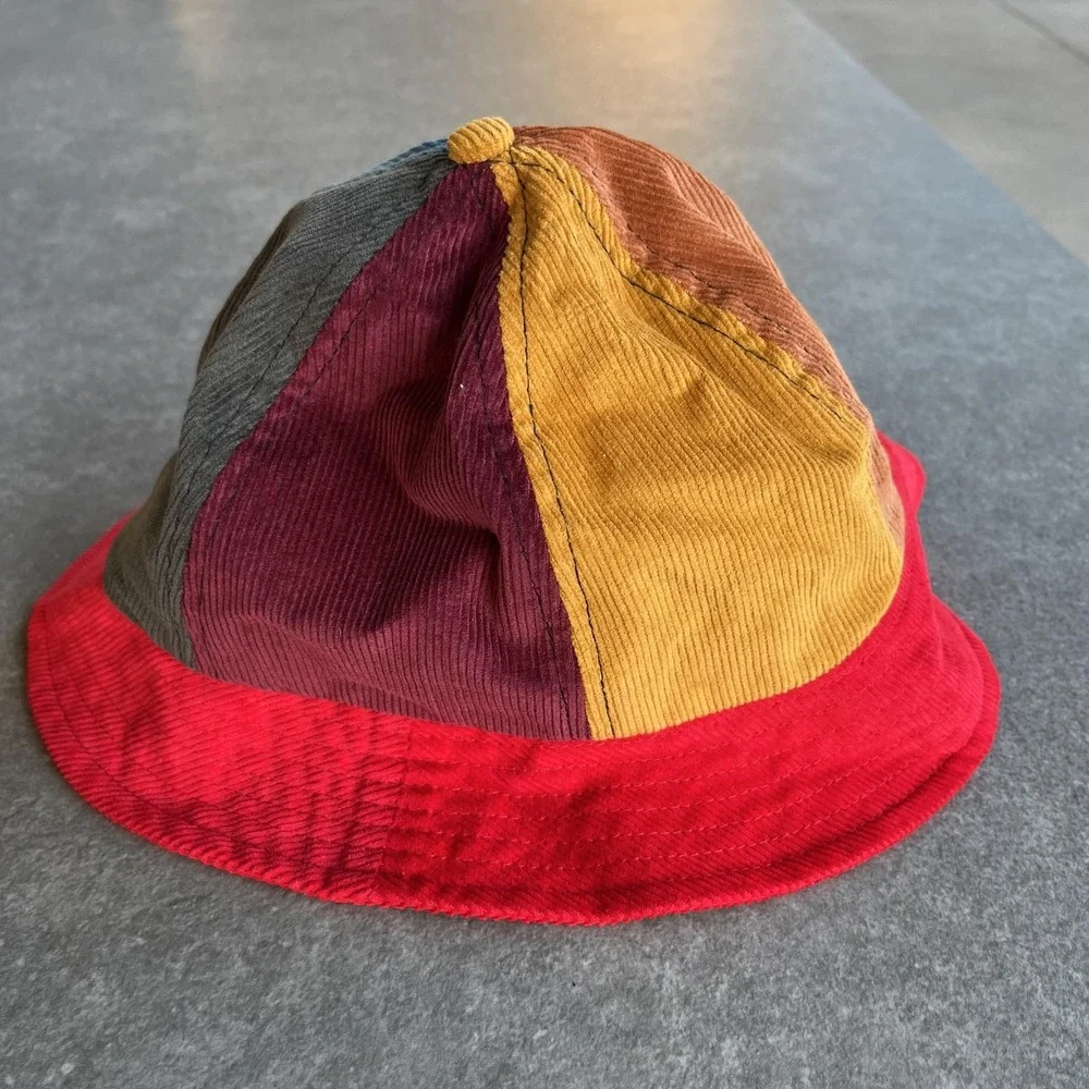Camp High Hat Bucket Fitted One Size Multicolor Corduroy Patchwork Made USA Mens